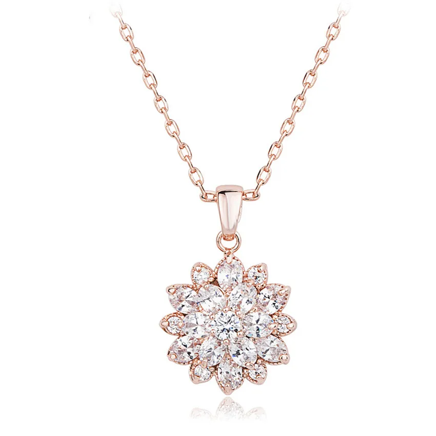 New Clear Cubic Zirconia Flower Necklace Pendant High Quality Jewelry Party Accessory 18K Rose Gold Platinum Plated
New Clear Cubic Zirconia Flower Necklace Pendant High Quality Jewelry Party Accessory 18K Rose Gold Platinum Plated