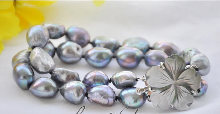 shipping2strands 13mm baroque black freshwater pearl bracelet 8inch (z6711) 5.25
shipping2strands 13mm baroque black freshwater pearl bracelet 8inch (z6711) 5.25