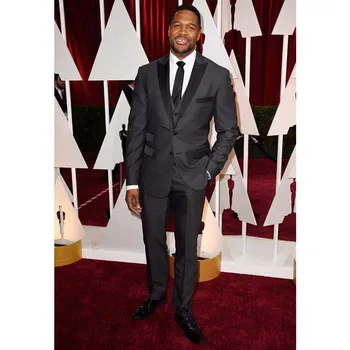 Oscar Michael Strahan Groom Tuxedos Peak Lapel Men's Suit Gray Groomsman Bridegroom Wedding Prom Suits (Jacket+Pants+Vest)
Oscar Michael Strahan Groom Tuxedos Peak Lapel Men's Suit Gray Groomsman Bridegroom Wedding Prom Suits (Jacket+Pants+Vest)