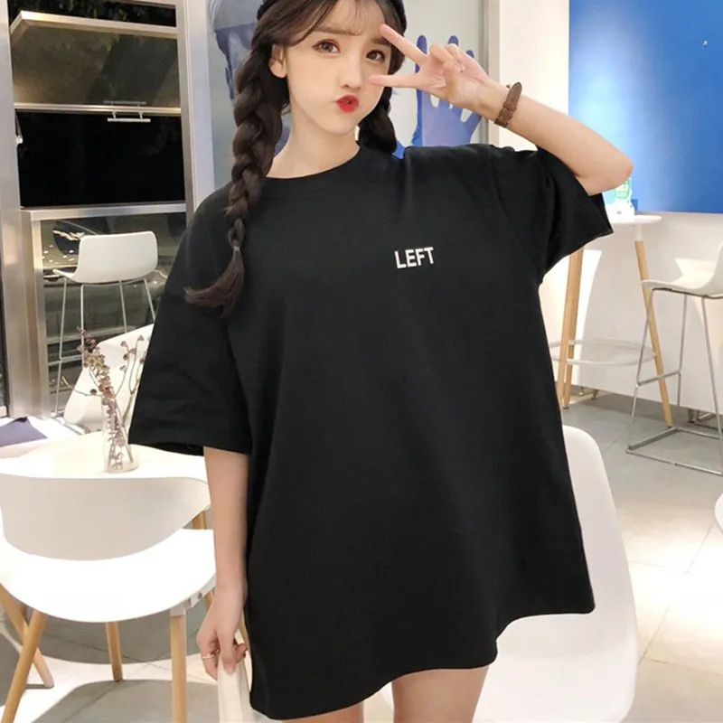 LEFT Letter Print Women Tshirt Cotton Casual Loose tshirt For Lady Top Tee Harajuku O-Neck Half Sleeve Korean Long T Shirt Tops
LEFT Letter Print Women Tshirt Cotton Casual Loose tshirt For Lady Top Tee Harajuku O-Neck Half Sleeve Korean Long T Shirt Tops
