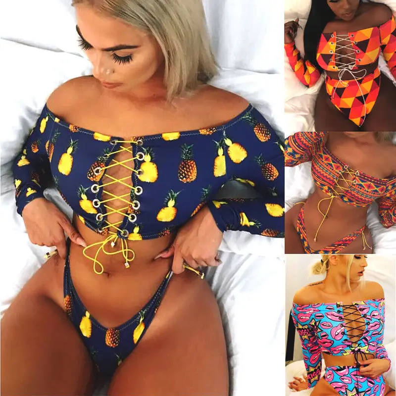 2018 Multi Color Long Sleeve Women Swimwear Bandage Sexy Swimsuits High Waist Bikini Monokini Women Summer Bathing Suit Padded
2018 Multi Color Long Sleeve Women Swimwear Bandage Sexy Swimsuits High Waist Bikini Monokini Women Summer Bathing Suit Padded