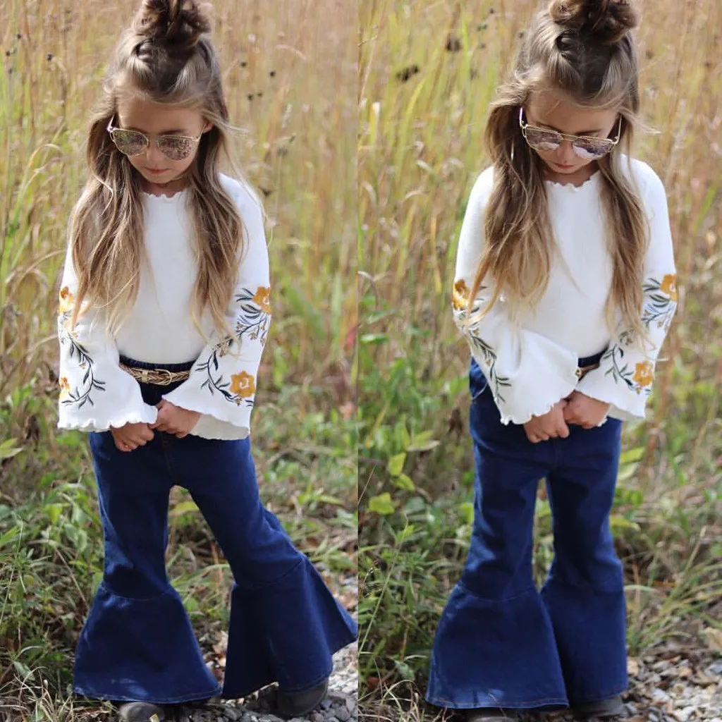 Toddler Kids Baby Girl Floral T shirt Tops+Denim Flared Pants Set 2pcs Clothes kids clothes children clothes
Toddler Kids Baby Girl Floral T shirt Tops+Denim Flared Pants Set 2pcs Clothes kids clothes children clothes
