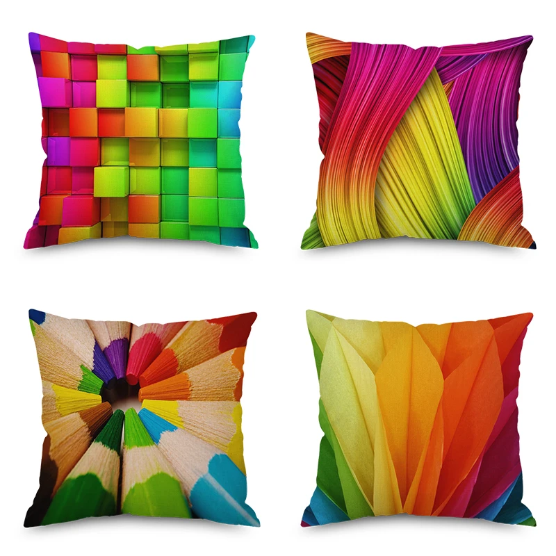 Colorful Rainbow Throw Pillow Covers Square Pillowcase, Durable & Soft Polyester Cushion Case Covers Set of 4
Colorful Rainbow Throw Pillow Covers Square Pillowcase, Durable & Soft Polyester Cushion Case Covers Set of 4