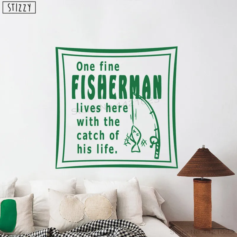 Настенная Наклейка stizzy арт дизайн Рыбак настенные наклейки рыба постер
