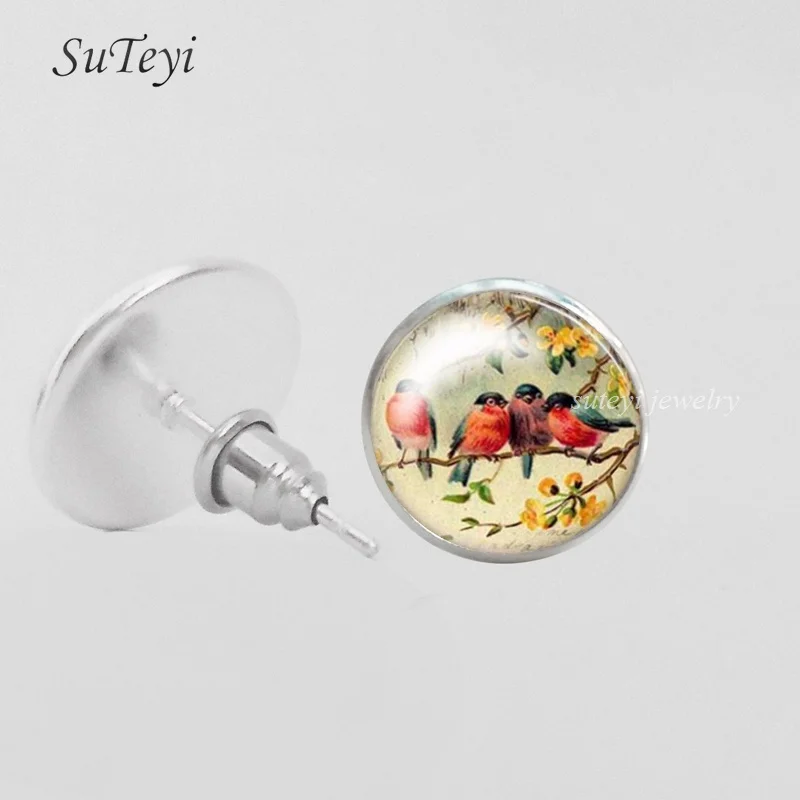 SUTEYI vintage women earring charms antique birds art stud earrings wedding party jewelry fashion hummingbird glass earrings
SUTEYI vintage women earring charms antique birds art stud earrings wedding party jewelry fashion hummingbird glass earrings