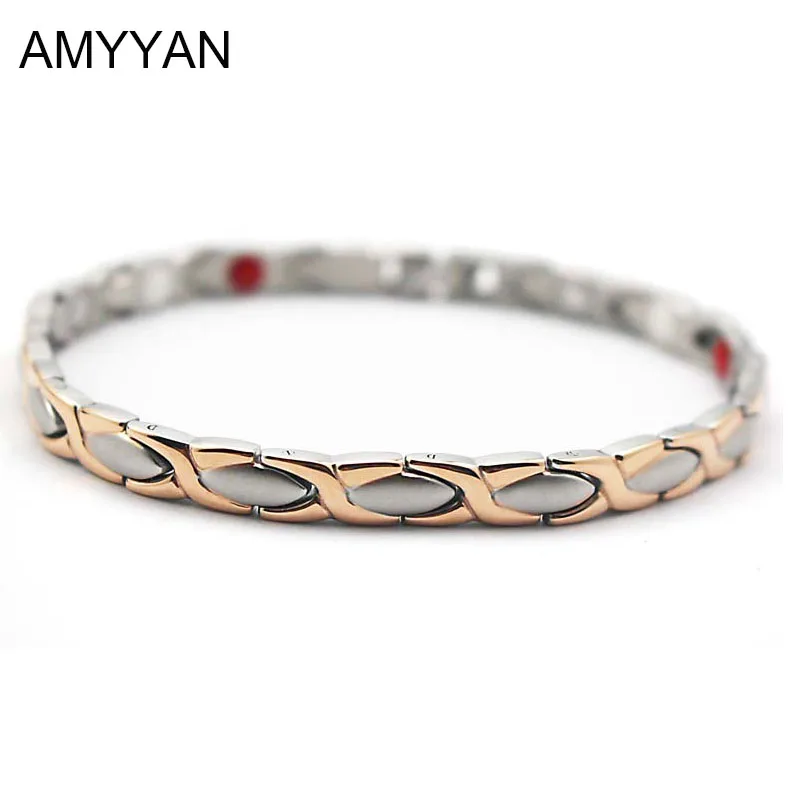 

Elegant V Care Blood Pressure Magnetic Bracelet For Women's Fashion Negative Ion Germanium Energy Bracelet 6mm Width