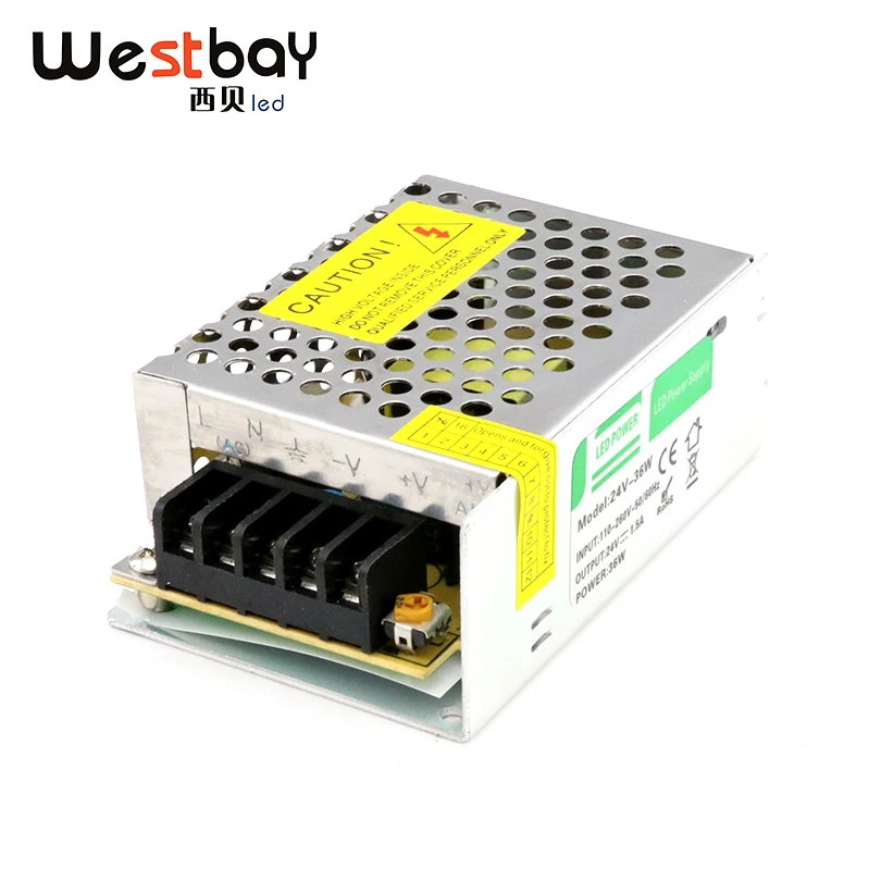 Mini 24V 1.5A 36W switching power supply Driver for led strip AC110-240V input to DC24V, non-waterproof led transformer
Mini 24V 1.5A 36W switching power supply Driver for led strip AC110-240V input to DC24V, non-waterproof led transformer