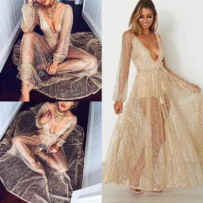Women Ladies Summer Long Sleeve Sequins Deep V Neck Evening Party Beach Long Maxi Dress Women
Women Ladies Summer Long Sleeve Sequins Deep V Neck Evening Party Beach Long Maxi Dress Women