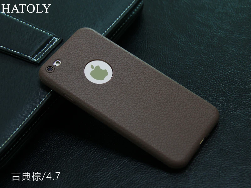 Чехол с кожаной текстурой HATOLY для iPhone 6 6S противоударный мягкий силиконовый чехол