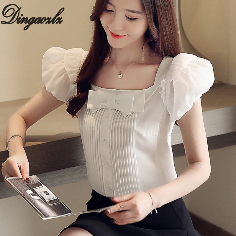 Dingaozlzl Summer New Sweet Chiffon Shirt Bow tie Women Tops Square Collar Office lady shirt New fashion White blouse
Dingaozlzl Summer New Sweet Chiffon Shirt Bow tie Women Tops Square Collar Office lady shirt New fashion White blouse