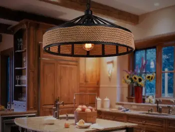 American Hemp Rope Iron Pendant Lamp Parlor/Coffee House/Dining Room/Bar/Shop Indoor Lighting E27 Lamp Holder 110-240V MING
American Hemp Rope Iron Pendant Lamp Parlor/Coffee House/Dining Room/Bar/Shop Indoor Lighting E27 Lamp Holder 110-240V MING