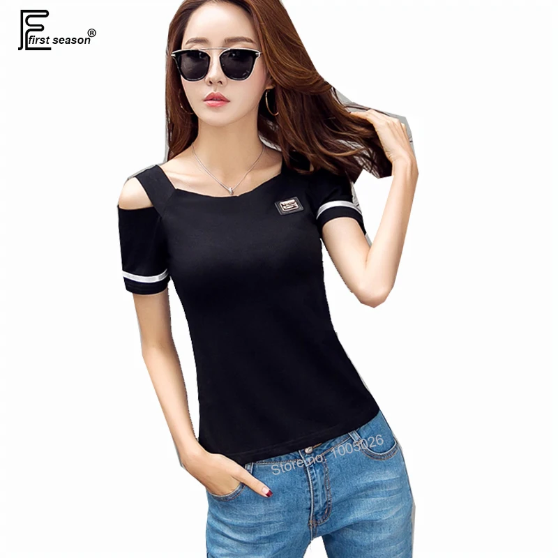 Summer T-Shirts Hot Sales Women Korea Style Short Sleeve 2018 Design Open Shoulder Tops Red Black White Slim Fit Casual T Shirt
Summer T-Shirts Hot Sales Women Korea Style Short Sleeve 2018 Design Open Shoulder Tops Red Black White Slim Fit Casual T Shirt