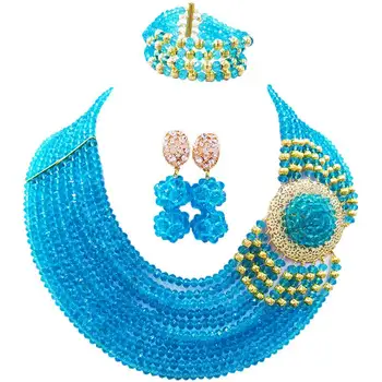 Beautiful Lake Blue Anniversary Gift Women Crystal Beads Necklace Earrings Bracelet Sets 10C-DPH-13
Beautiful Lake Blue Anniversary Gift Women Crystal Beads Necklace Earrings Bracelet Sets 10C-DPH-13