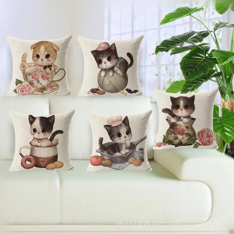 Cushion Covers Office Car Sofa Home Decor Cartoon Cat throw Pillow Cover Household Pillowcase Cushion Linen Fabric 45*45cm
Cushion Covers Office Car Sofa Home Decor Cartoon Cat throw Pillow Cover Household Pillowcase Cushion Linen Fabric 45*45cm