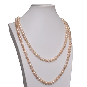 

Wholesale 8-9mm Generous fashion and fresh water Orange pearl with round extraordinary Multilayer necklace findings 48inch