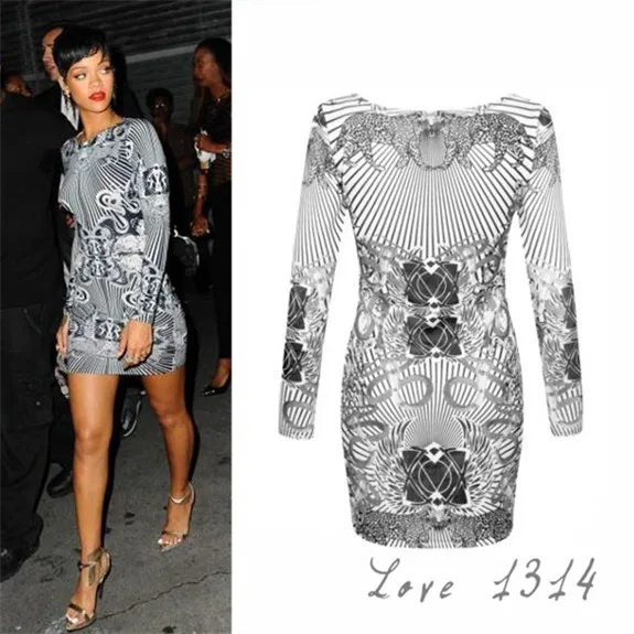 Sale Slim Pencil Dresses New Summer Long Sleeve Novelty Print Bodycon Dress Leopard Party SV006996 | Женская одежда