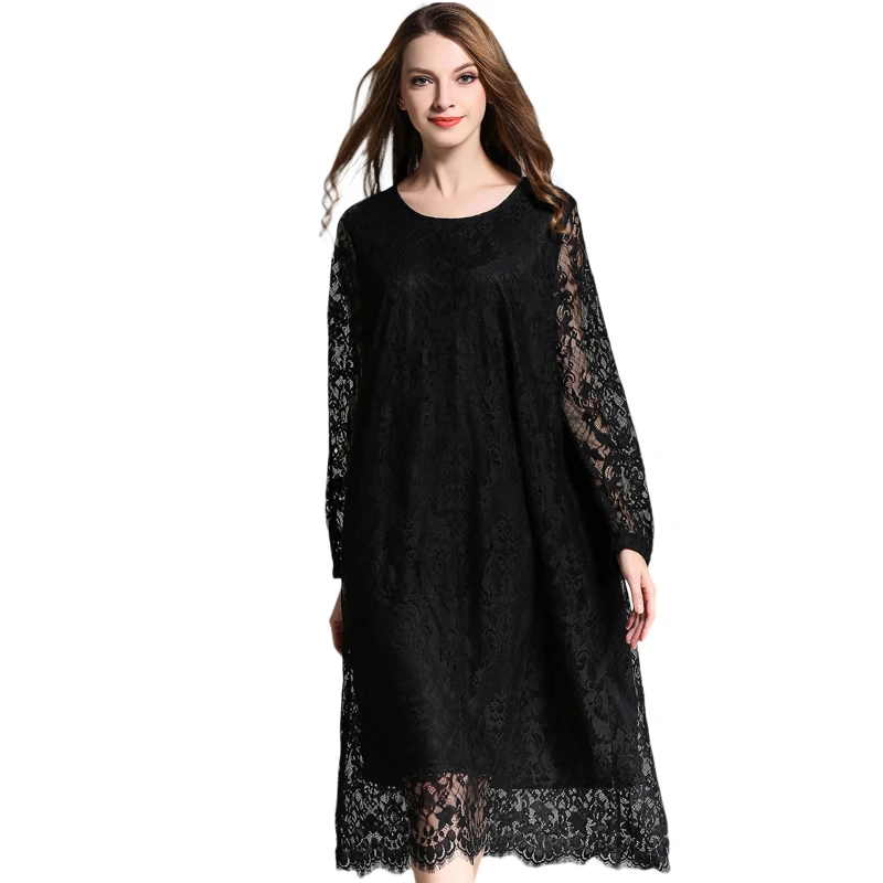 Autumn new Plus size Lace dresses Long sleeve hollow lace Elegant dress O Neck high waist women's clothing Oversized Black red
Autumn new Plus size Lace dresses Long sleeve hollow lace Elegant dress O Neck high waist women's clothing Oversized Black red