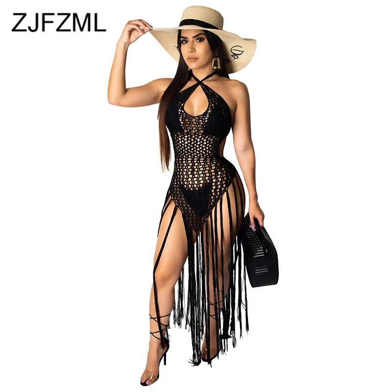 Tassels Fishnet Hollow Sexy Beach Dress Women Off The Shoulder Open Back See Through Dress Summer Halter Sleeveless Party Dress
Tassels Fishnet Hollow Sexy Beach Dress Women Off The Shoulder Open Back See Through Dress Summer Halter Sleeveless Party Dress