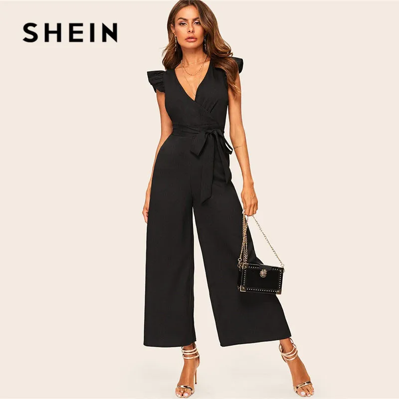 SHEIN Elegant Surplice Wrap Belted Wide Leg Black Jumpsuit Women Sexy Deep V Neck Summer Jumpsuit Skinny Ruffle Trim Jumpsuit
SHEIN Elegant Surplice Wrap Belted Wide Leg Black Jumpsuit Women Sexy Deep V Neck Summer Jumpsuit Skinny Ruffle Trim Jumpsuit
