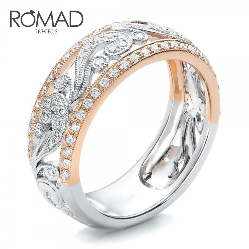 ROMAD Hollow Flower Rings For Women Two-tone Color Rose Gold Cubic Zirconia Ring for Female Fashion Rhinestone Wedding Rings R4
ROMAD Hollow Flower Rings For Women Two-tone Color Rose Gold Cubic Zirconia Ring for Female Fashion Rhinestone Wedding Rings R4