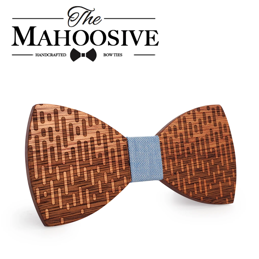 MAHOOSIVE Wood Bow Tie Wedding Decoration High Quality Handmade Wooden Bow Ties with Case Free Ultra-light Fashion 9