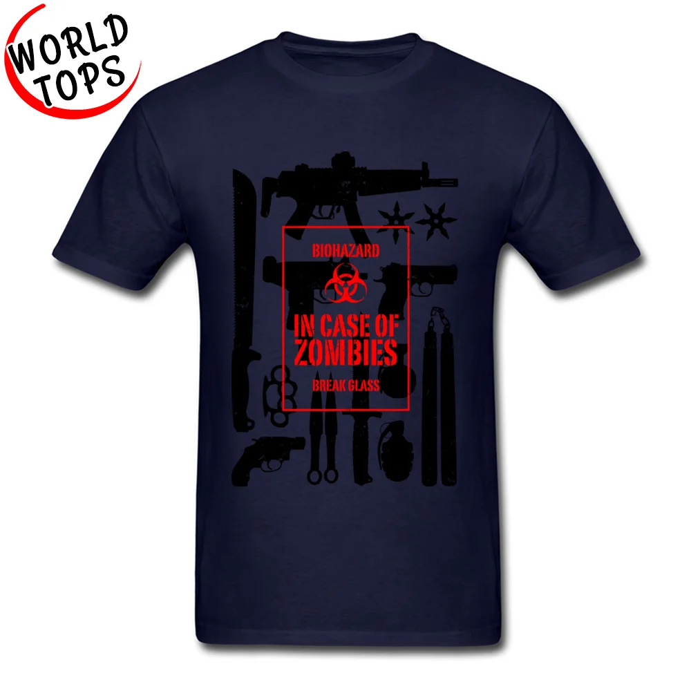 Hip hop Cotton Fabric T Shirt for Students Short Sleeve Tops Shirt New Arrival Thanksgiving Day Crew Neck Top T-shirts Comics In Case of Zombies Break Glass navy
