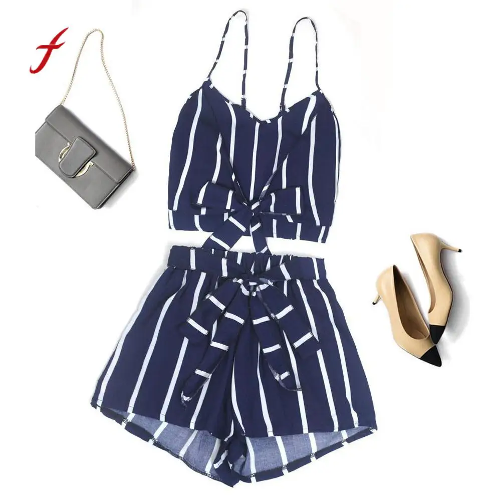 Feitong Casual 2 Two Piece Set Sexy Women Striped Sleeveless Bandage Vest Blouse + Shorts Two-Piece Outfit
Feitong Casual 2 Two Piece Set Sexy Women Striped Sleeveless Bandage Vest Blouse + Shorts Two-Piece Outfit