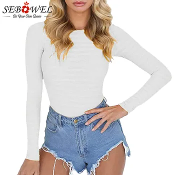 SEBOWEL Female O-neck Long-sleeved Striped Bodysuit Basic Solid 2020 Spring Autumn Hollow Out Women's Clothing Stretchy Leotards
SEBOWEL Female O-neck Long-sleeved Striped Bodysuit Basic Solid 2020 Spring Autumn Hollow Out Women's Clothing Stretchy Leotards