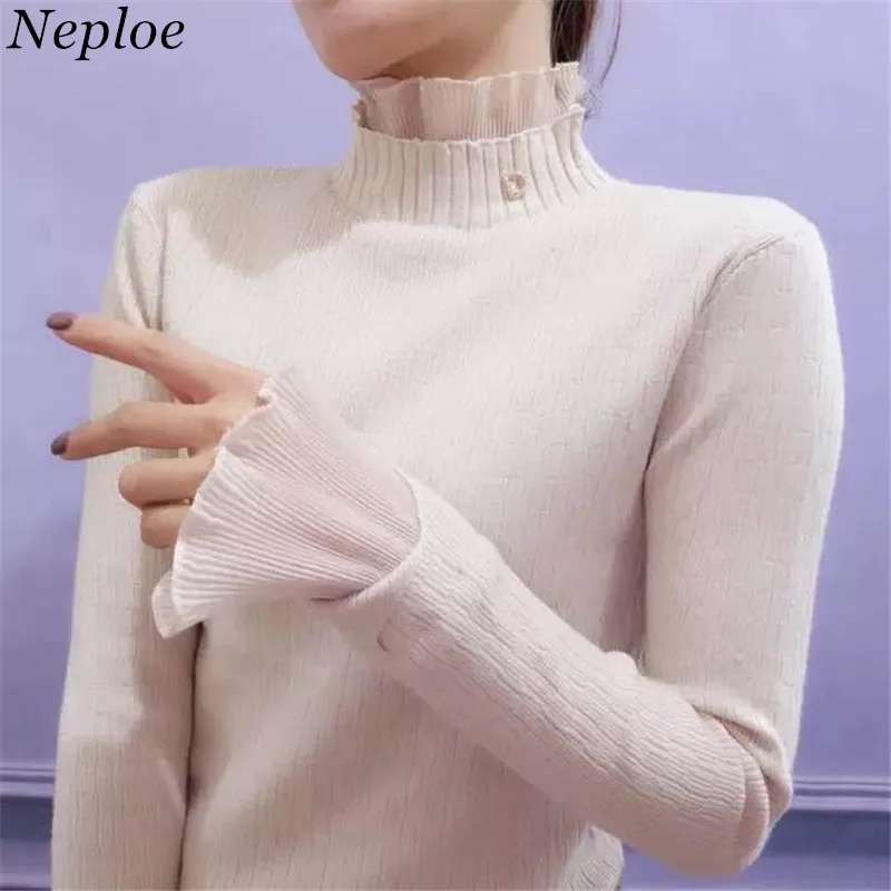 Neploe 2019 Sping Autumn Ruffles Mesh Patchwork Sueter Mujer Solid Women Sweater Fake Diamond Beading Knitted Pullover 69531
Neploe 2019 Sping Autumn Ruffles Mesh Patchwork Sueter Mujer Solid Women Sweater Fake Diamond Beading Knitted Pullover 69531