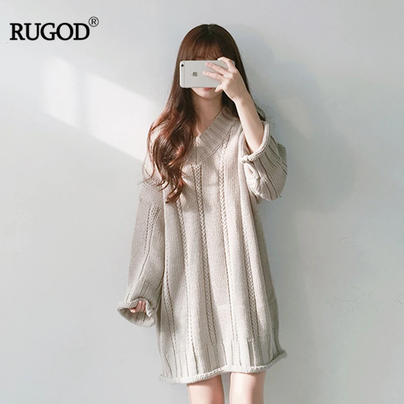 RUGOD 2019 New Arrival Women V-Neck Fasre Sleeve Long Sweater Korean Solid Sweet Twist All-purpose Female Pullover Sweaters
RUGOD 2019 New Arrival Women V-Neck Fasre Sleeve Long Sweater Korean Solid Sweet Twist All-purpose Female Pullover Sweaters