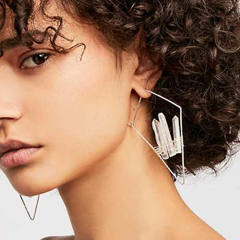 LUNA CHIAO Fashion Gold Plating Geometric Cooper Wire Hoop Earring Natural Quartz Stone Big Dangle Earring for Women
LUNA CHIAO Fashion Gold Plating Geometric Cooper Wire Hoop Earring Natural Quartz Stone Big Dangle Earring for Women