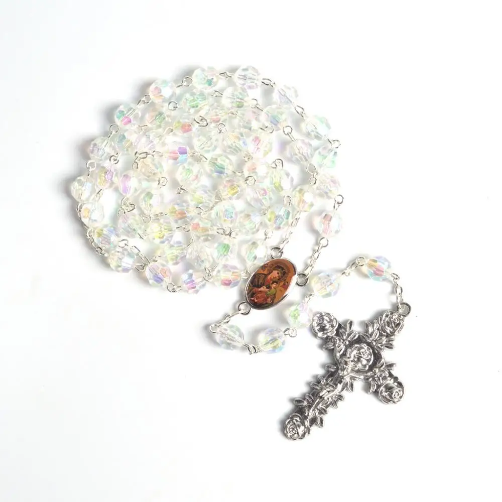 Fashionable Religious Polygon Transparent Gradient Rosary Necklace Our Lady of Perpetual Help Centerpiece
Fashionable Religious Polygon Transparent Gradient Rosary Necklace Our Lady of Perpetual Help Centerpiece