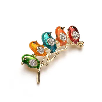 Crystal Colorful Five Birds On Tree Branches Brooches Rhinestone Animal Hot Brooch Pin Wedding Gift For Women 
Crystal Colorful Five Birds On Tree Branches Brooches Rhinestone Animal Hot Brooch Pin Wedding Gift For Women