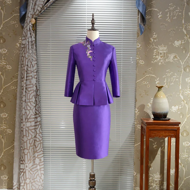 Embroidered Suit High End Chinese Embroidered Skirt Suit Fashion Women's Set Purple Blazers and Skirt 2 Pieces Set
Embroidered Suit High End Chinese Embroidered Skirt Suit Fashion Women's Set Purple Blazers and Skirt 2 Pieces Set