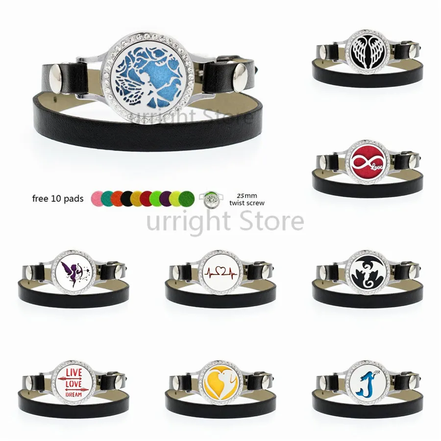 Sparkling Essential Oil Diffuser Locket Bracelets Pu Leather 25mm Fairy locket for Women Aromatherapy Bracelet 10pads randomly
Sparkling Essential Oil Diffuser Locket Bracelets Pu Leather 25mm Fairy locket for Women Aromatherapy Bracelet 10pads randomly