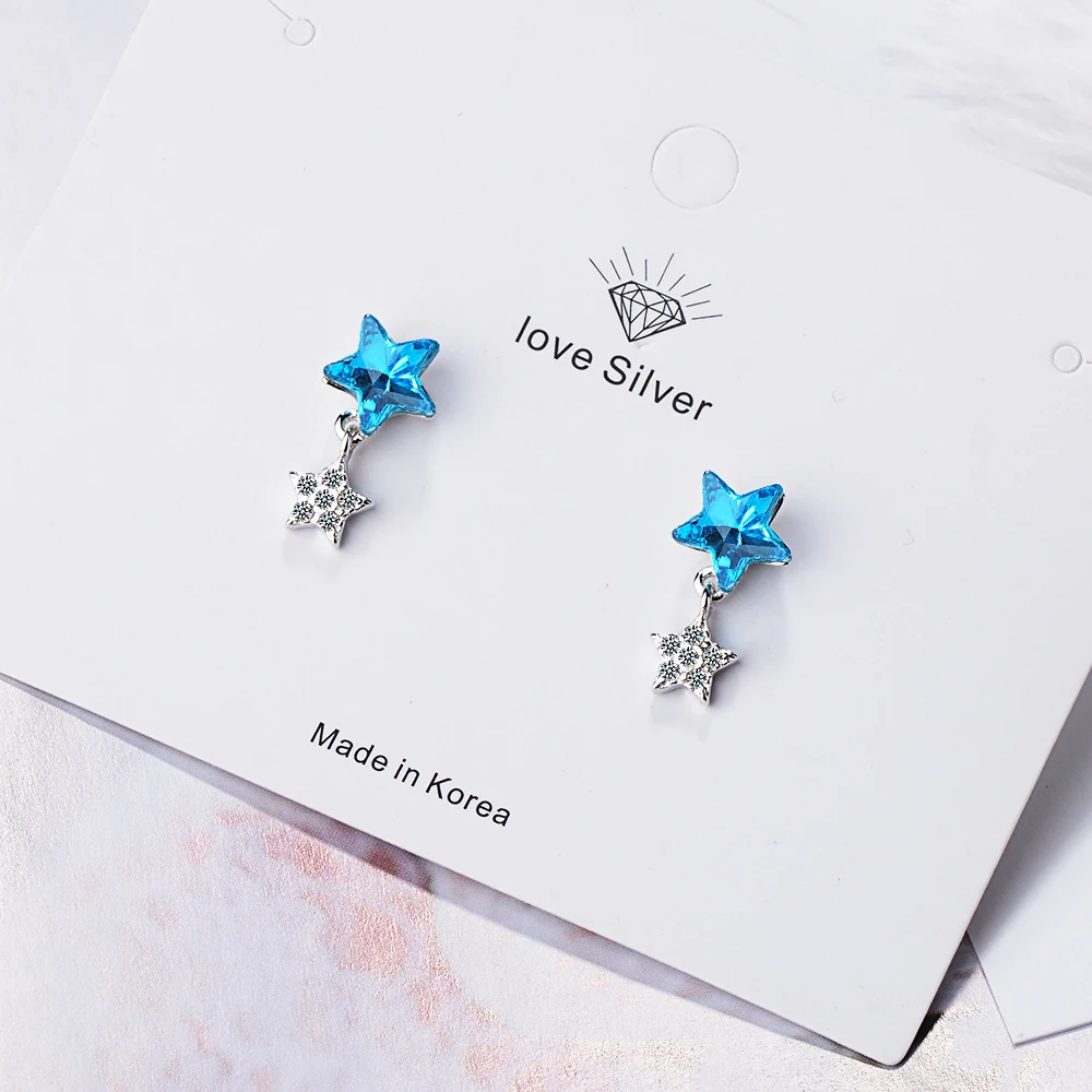 Blue stars earrings fashion trend ladies earrings five-pointed star earrings white zircon jewelry accessories
Blue stars earrings fashion trend ladies earrings five-pointed star earrings white zircon jewelry accessories