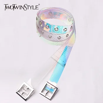 TWOTWINSTYLE Belt For Women Basic Transparent PVC Cummerbund Female 2020 Korean Casual Accessories
TWOTWINSTYLE Belt For Women Basic Transparent PVC Cummerbund Female 2020 Korean Casual Accessories