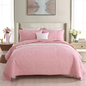 Quality Solid Bedspread Quilt Set 3PCS Pink Embroidered Cotton Quilts Bed Covers Pillow Case Blanket Queen Size Coverlet Sets
Quality Solid Bedspread Quilt Set 3PCS Pink Embroidered Cotton Quilts Bed Covers Pillow Case Blanket Queen Size Coverlet Sets