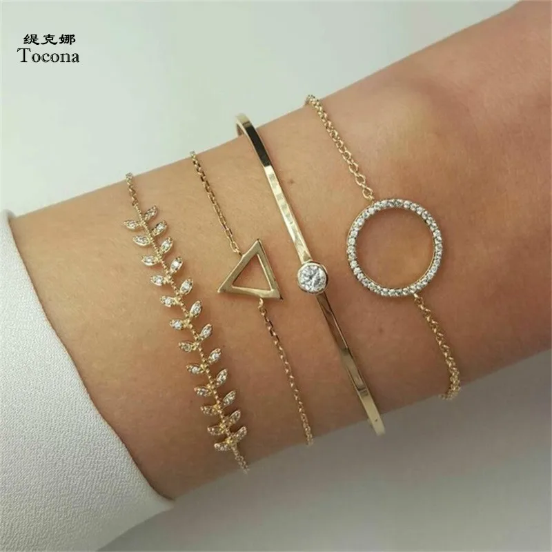 Tocona 4pcs/set Bohemian Leaf Triangle Circle Charm Bracelets Set for Women Alloy Crystal Chain Bracelet Bangle Jewelry 6891
Tocona 4pcs/set Bohemian Leaf Triangle Circle Charm Bracelets Set for Women Alloy Crystal Chain Bracelet Bangle Jewelry 6891