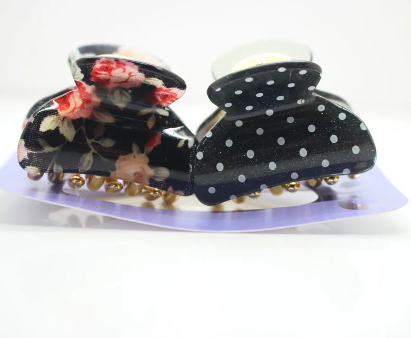 2 Pcs 4cm classic black dots printing hair claws acrylic flower print hair clips for women hairpins barretes accessories
2 Pcs 4cm classic black dots printing hair claws acrylic flower print hair clips for women hairpins barretes accessories