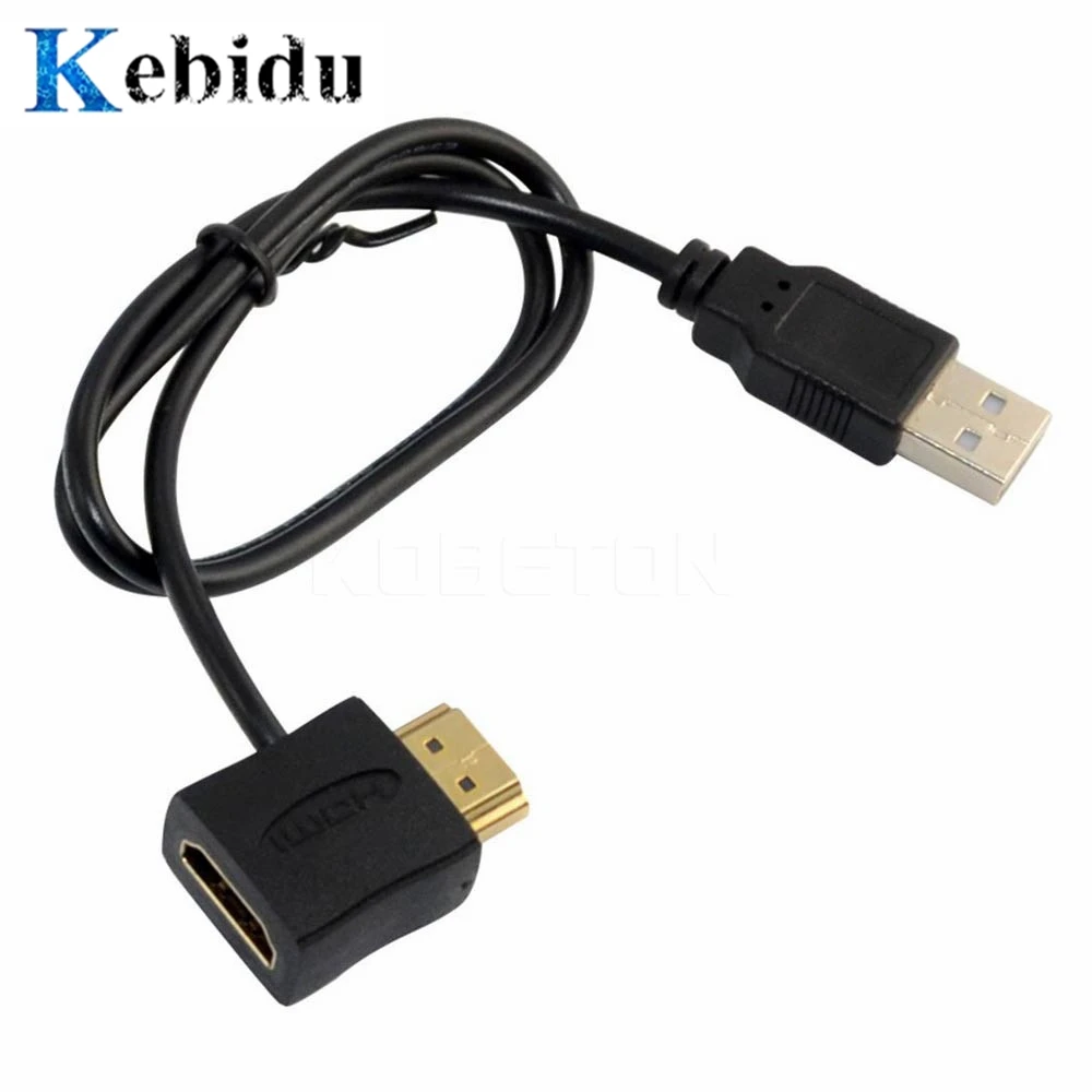 50 см Портативный USB 2 0 совместимому с HDMI адаптер Папа-мама Питание соединительный