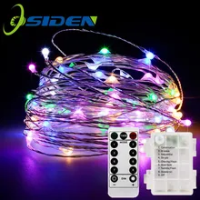 8 modos 33 pés 100 led luzes da corda de fadas com controle remoto da bateria operado fio cobre à prova dtwinágua cintilação luz(China)