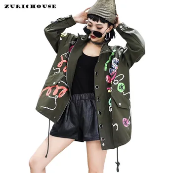 ZURICHOUSE European Women's Windbreaker Jackets Fashion Personality Rivet Patch Graffiti Printing Punk Outerwear Jacket Female
ZURICHOUSE European Women's Windbreaker Jackets Fashion Personality Rivet Patch Graffiti Printing Punk Outerwear Jacket Female