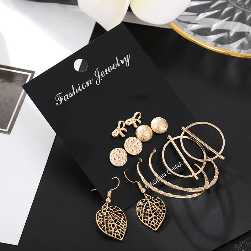 Fashion Gold Color Geometric Earring Set For Women Leaf Round Circle Korean Women Stud Earrings Set Jewelry 2019 New
Fashion Gold Color Geometric Earring Set For Women Leaf Round Circle Korean Women Stud Earrings Set Jewelry 2019 New
