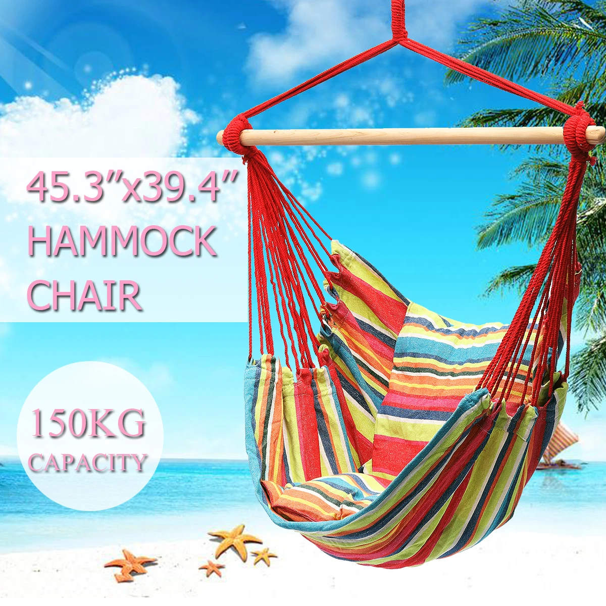 

Safety Hanging Hammocks Chair Indoor Outdoor Furniture Swinging Chair Canvas Dormitory Garden Swing + 2 Pillows Hammock Camping