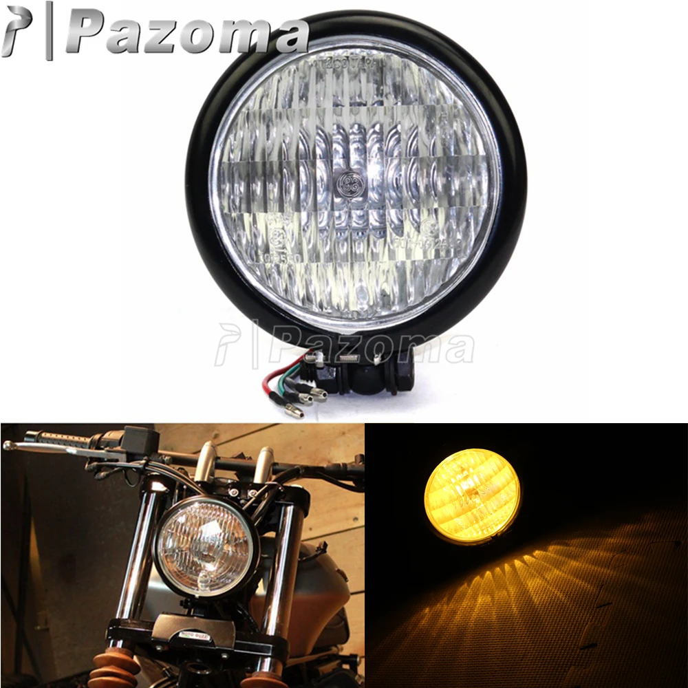 Retro Vintage Motorcycle Black  Headlight Lamp For harley Bobber Chopper Custom