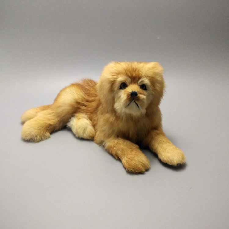 

simulation cute lying yellow dog 30x17x13cm model polyethylene&furs dog model home decoration props ,model gift d488
