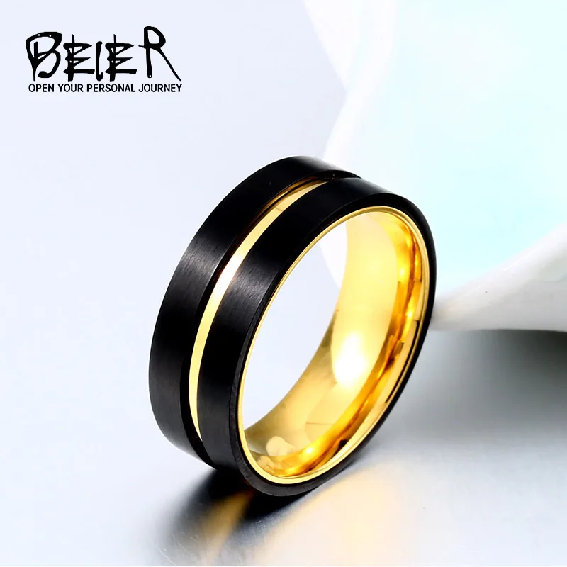 Beier 8mm 316 Titanium Carbide Men's Jewelry Black and gold Groove Men Ring Wedding Bands Classic Boyfriend Gift WR-R099
Beier 8mm 316 Titanium Carbide Men's Jewelry Black and gold Groove Men Ring Wedding Bands Classic Boyfriend Gift WR-R099