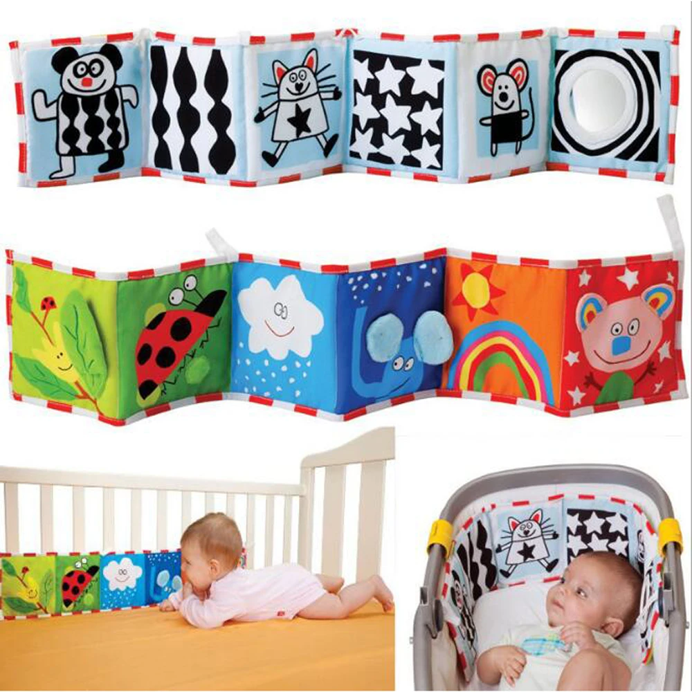 

BOLAFYNIA Baby infant cloth book Double-sided black and white color bedside cloth book children Educational toys