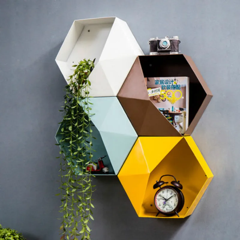Creativity Modern Personalized Geometry Multicolor Hanging Shelf Hexagon Living Wall Decor Sundry Storage Holders Iron Crafts
Creativity Modern Personalized Geometry Multicolor Hanging Shelf Hexagon Living Wall Decor Sundry Storage Holders Iron Crafts